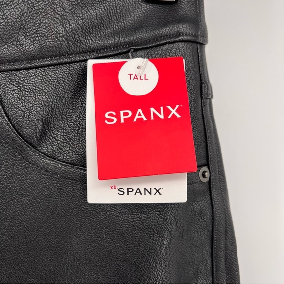 NEW SPANX Leather-Like Ankle Skinny Pant Luxe Black Size Medium Tall - Picture 7 of 13